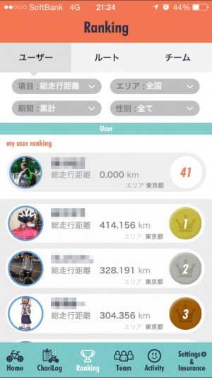 ランキング機能｜チャリトモ